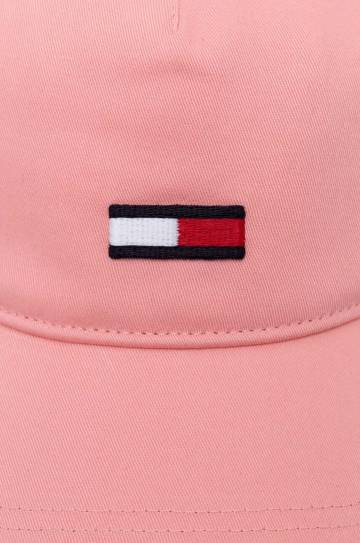 Хлопковая кепка Tommy Jeans цвет розовый с аппликацией AW0AW15842 Хлопковая кепка Tommy Jeans цвет розовый с аппликацией AW0AW15842