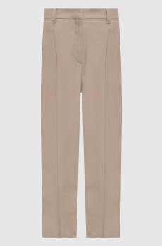 Бежевые брюки из льна