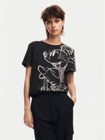 Desigual Футболка Mickey Drawing 24WWTKA1 Чорний Regular Fit Desigual Футболка Mickey Drawing 24WWTKA1 Чорний Regular Fit