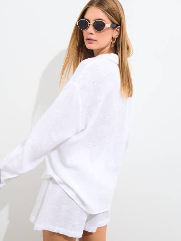 Mohito - Сорочка з вишитими елементами з високим вмістом бавовни - білий - 38