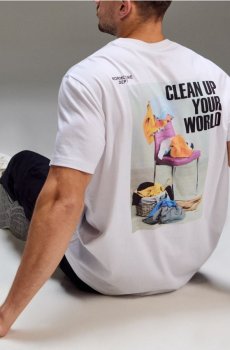 Бавовняна футболка з принтом - білий