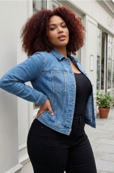 Джинсова куртка plus size - синій