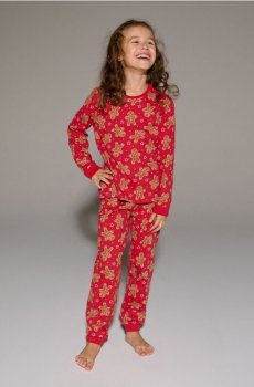 Двокомплектна піжама з мотивом пряникового чоловічка - червоний