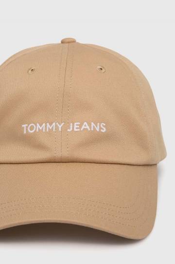 Хлопковая кепка Tommy Jeans цвет бежевый узор Хлопковая кепка Tommy Jeans цвет бежевый узор