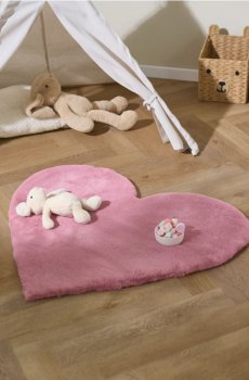 Килим із штучним хутром - рожевий