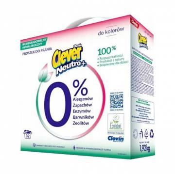 Стиральный порошок Clever Neutro+ Color для цветных вещей, 32 стирки, 1.92 кг Стиральный порошок Clever Neutro+ Color для цветных вещей, 32 стирки, 1.92 кг