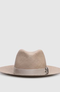 Соломенная шляпа-федора цвета хаки с цепочкой мониль