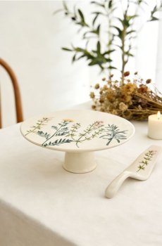 Ручно розписана підставка для торта з лопаткою та ефектом тріщин глазурі - різнобарвний