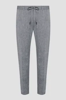 Мужские синие льняные брюки Синий 56 BOSS 50540480;404