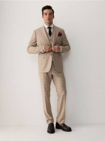 Reserved - Піджак slim fit з віскозою - бежевий - 8681N-08P Reserved - Піджак slim fit з віскозою - бежевий - 8681N-08P