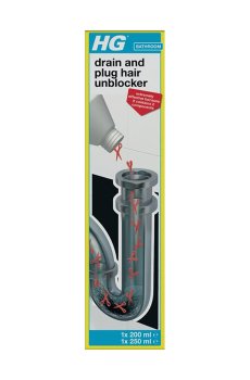 Средство для удаления волос в трубах HG Drain And Plug Hair Unblocker, 200 мл + 250 мл