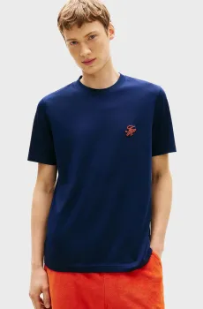 Мужская темно-синяя футболка SCRIPT Синий XXL Tommy Hilfiger MW0MW43066