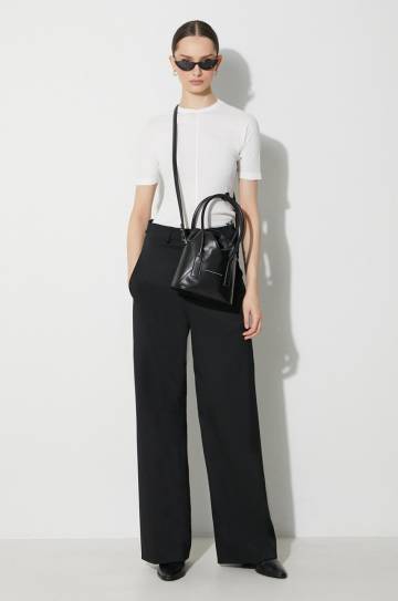 Брюки с примесью шерсти MM6 Maison Margiela цвет чёрный прямые высокая посадка S62KB0178 Брюки с примесью шерсти MM6 Maison Margiela цвет чёрный прямые высокая посадка S62KB0178