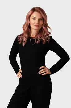 Женский черный лонгслив Черный S brabrabra HOM25313042