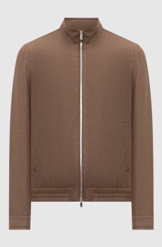 Коричневая куртка из шелка, льна и шерсти