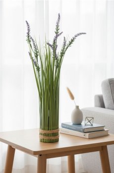 Штучна декоративна трава з квітами - Фіолетовий