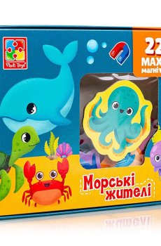 Набор магнитов Vladi Toys Морские обитатели, на украинском языке, от 3 лет, 22 магнита (VT3106-27)