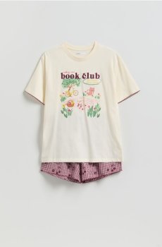 Reserved - Піжамний комплект із двох предметів із принтом - кремовий - 217HQ-01X