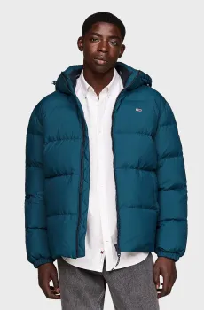 Мужской бирюзовый пуховик TJM ESSENTIAL DOWN JACKET EXT Бирюзовый S Tommy Jeans DM0DM19786