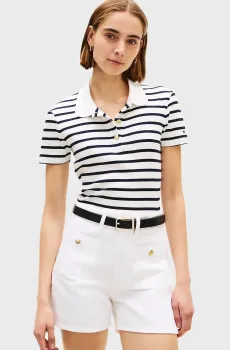 Женское белое поло в полоску GOLD BUTTON Белый XS Tommy Hilfiger WW0WW49252