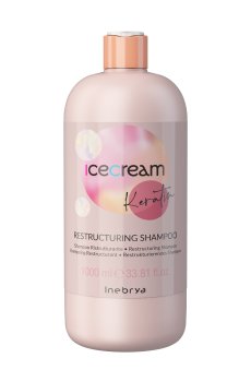 Восстанавливающий шампунь для волос Inebrya Ice Cream Keratin Restructuring Shampoo с кератином, 1 л