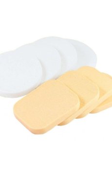 Набор спонжей для макияжа Cosmo Shop Круг + Квадрат, бело-бежевый, 8 шт (CS070WB)