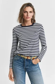 Женский лонгслив в полоску REG STRIPED SHIELD LS T-SHIRT Разноцветный XS Gant 4200565