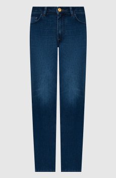 Синие джинсы с эффектом потертости