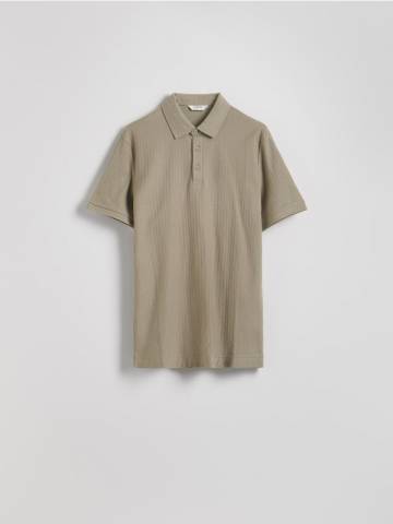 Reserved - Сорочка поло regular fit із текстурованого трикотажу - бежевий - 874DI-80X Reserved - Сорочка поло regular fit із текстурованого трикотажу - бежевий - 874DI-80X