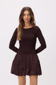 Reserved - Сукня-бульбашка - темно коричневий - 674HS-89X
