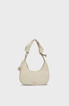 Женская бежевая кожаная сумка PUSHLOCK LEATHER HOBO Бежевый ONESIZE Tommy Hilfiger AW0AW16073
