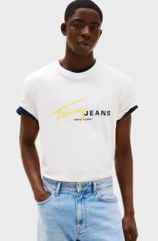Мужская белая футболка TJM REG SIGNTR DNA Белый S Tommy Jeans DM0DM20817