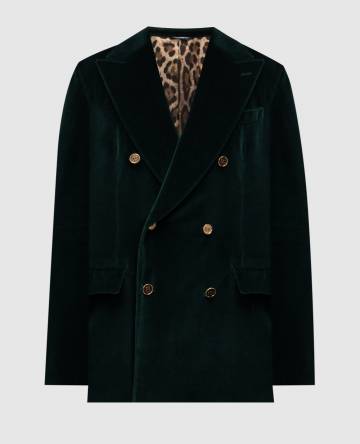 Зеленый двубортный бархатный пиджак Sicilia