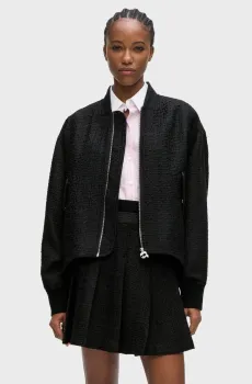Женский черный твидовый бомбер ikon Черный XL Karl Lagerfeld B3W14034