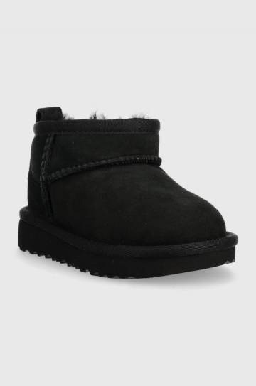 Детские замшевые сапоги UGG T CLASSIC ULTRA MINI цвет чёрный Детские замшевые сапоги UGG T CLASSIC ULTRA MINI цвет чёрный