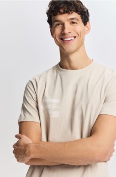 Reserved - Футболка вільного крою з принтом - бежевий - 316FP-08X