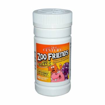 Мультивитамины для детей 21st Century Zoo Friends With Extra C, 60 жевательных таблеток Мультивитамины для детей 21st Century Zoo Friends With Extra C, 60 жевательных таблеток