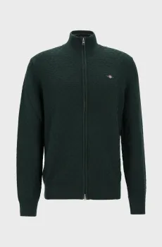 Мужской темно-зеленый кардиган MICRO TEXTURE FZ Зеленый XL Gant 8030263