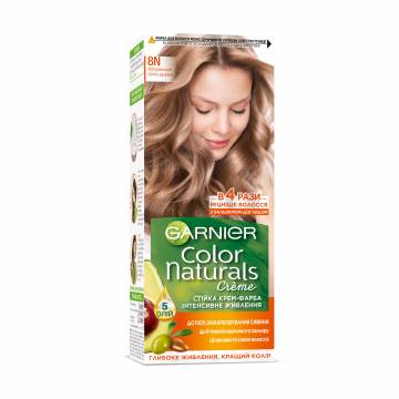 Стойкая крем-краска для волос Garnier Color Naturals с пятью маслами, 8N Натуральный светло-русый, 110 мл Стойкая крем-краска для волос Garnier Color Naturals с пятью маслами, 8N Натуральный светло-русый, 110 мл