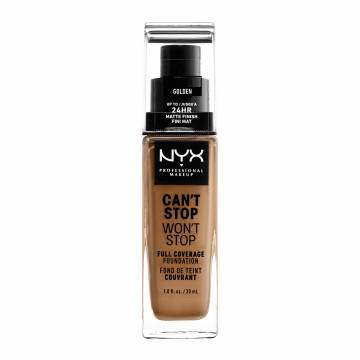 Стойкая тональная основа для лица NYX Professional Makeup Cant Stop Wont Stop Full Coverage Foundation, 13 Golden, 30 мл Стойкая тональная основа для лица NYX Professional Makeup Cant Stop Wont Stop Full Coverage Foundation, 13 Golden, 30 мл