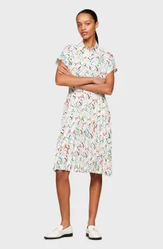 Женское платье с узором AMD PLEATED SS KNEE Разноцветный S Tommy Hilfiger WW0WW42444
