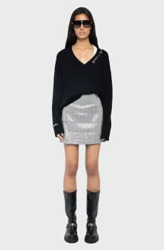 Женская серая юбка в клетку Jaime Серый 34 ZADIG&VOLTAIRE WWSK01616_BLACK