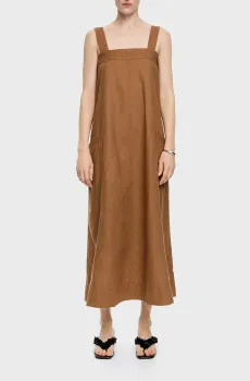 Женский коричневый льняной сарафан Коричневый M Bimba Y Lola 251BR9023.11601