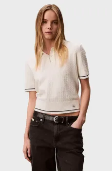 Женское белое поло WOVEN LABEL Белый XS Calvin Klein Jeans LV047F320G