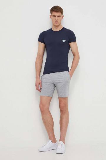 Футболка лаунж Emporio Armani Underwear цвет синий с принтом Футболка лаунж Emporio Armani Underwear цвет синий с принтом