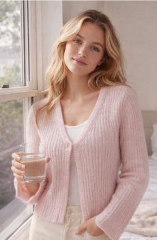 Светр на гудзиках - пастельний рожевий