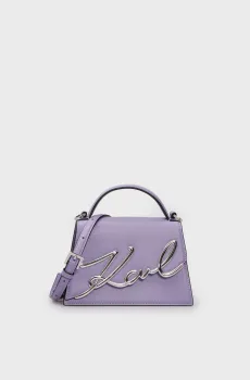 Женская фиолетовая кожаная сумка K SIGNATURE 2.0 SM CROSSBODY Фиолетовый ONESIZE Karl Lagerfeld 240W3004