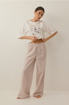 Reserved - Піжамний комплект із двох предметів із принтом - кавовий - 038HQ-84X