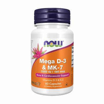 Витамин Д3 NOW Foods Мега D3 и MK-7, 180 мкг (5000 МЕ), 60 капсул Витамин Д3 NOW Foods Мега D3 и MK-7, 180 мкг (5000 МЕ), 60 капсул
