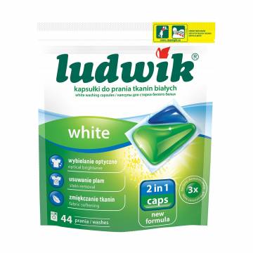 Капсулы для стирки Ludwik White 2 в 1 для белых вещей, 44 стирки, 44 шт Капсулы для стирки Ludwik White 2 в 1 для белых вещей, 44 стирки, 44 шт